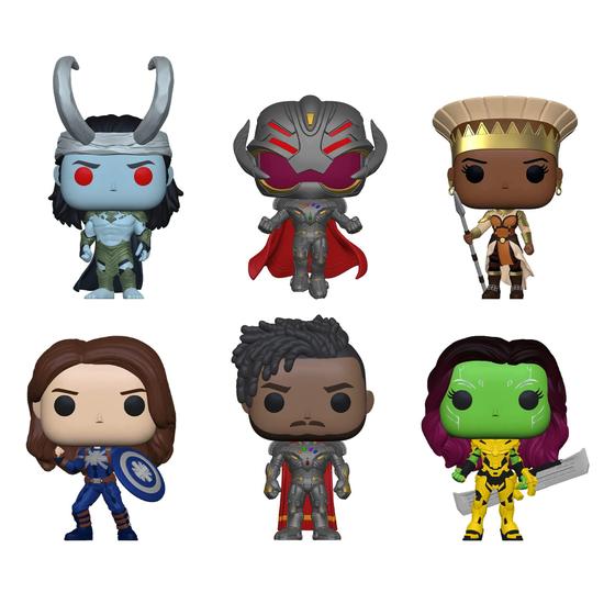 Imagem de Funko Pop! Marvel: E se...? - Conjunto com 6 Personagens (Capitã Carter, Killmonger, Gamora, Ramonda, Ultron e Loki)