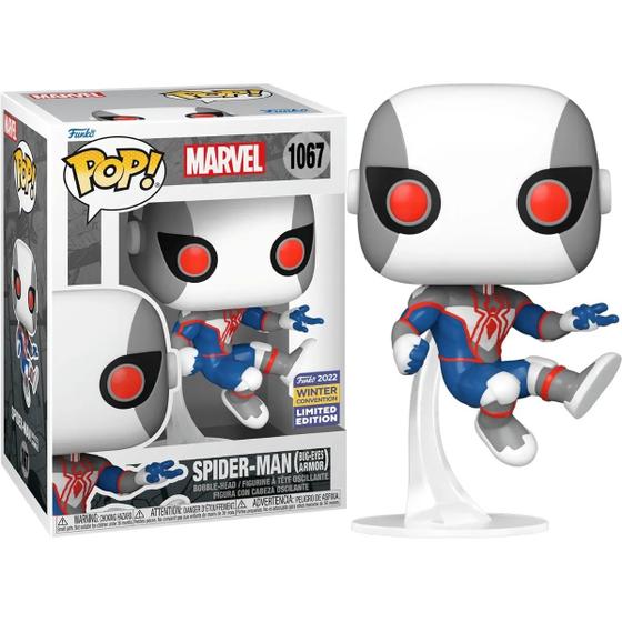 Funko POP ! Marvel : Spider-Man Bug-Eyes Armor – (Blanc/Bleu), Convention – Marvel Comics – Figurine exclusive en vinyle à collectionner | Pop Marvel Spider- Man 3.75 Inch Action Figure Exclusive - Spider-Man