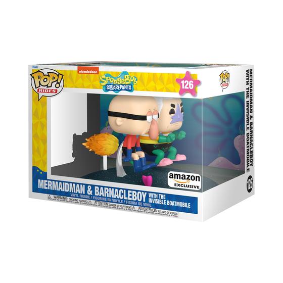 Imagem de Funko Pop! Rides Deluxe - Bob Esponja, Homem Sereia e Garra-de-Siri com Barco Invisível