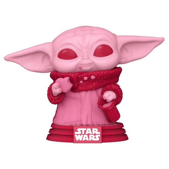 Funko Pop Star Wars Baby Yoda com Biscoitos Rosa 493 Funko Magazine