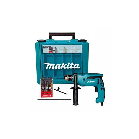 Imagem de Furadeira 1/2 760W Impacto C/Maleta e Kit 9 Peças HP1640KX1 220V Makita