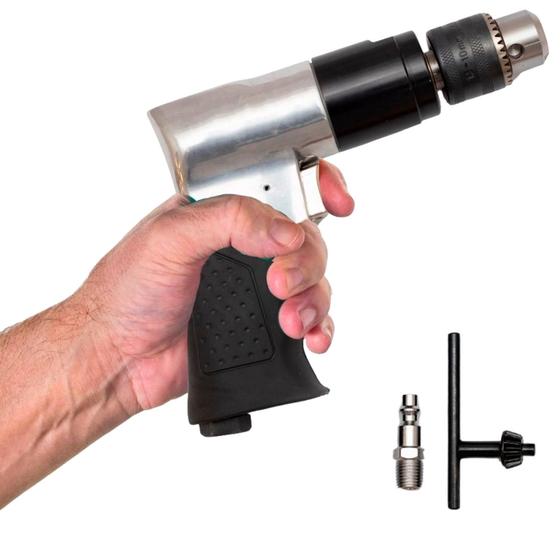 Imagem de Furadeira Chave De Impacto Pneumática Parafusadeira 3/8 Pol Com Acessórios 1700rpm Ferramenta Profissional Reversivel 