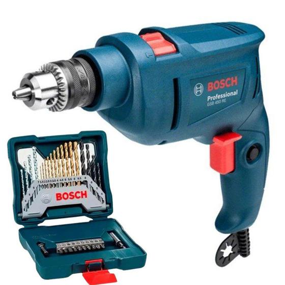 Imagem de Furadeira de Impacto 3/8" 450W 110V GSB 450 RE com Kit de Brocas 30 Peças 2607017401 BOSCH