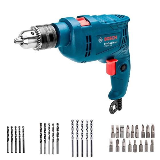 Furadeira de Impacto Bosch GSB 550 550W 220V com 34 Acessórios Menor preço em Furadeira de Impacto Bosch GSB 550 550W 220V com 34 Acessórios
