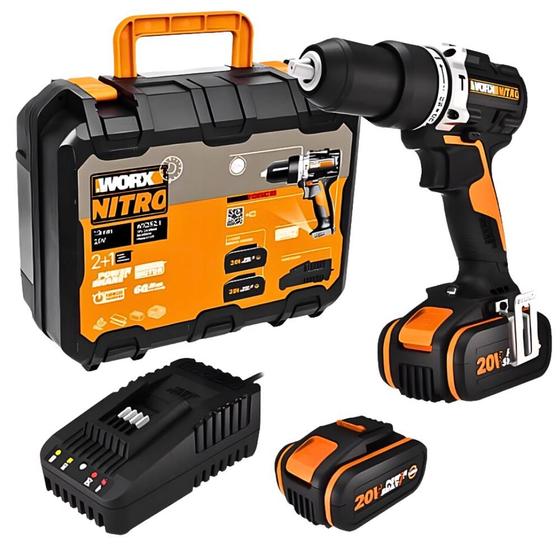 Imagem de Furadeira de Impacto Brushless 1/2 POL com 2 Baterias e Carregador WORX