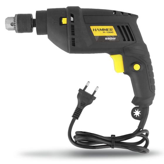 Imagem de Furadeira de Impacto Mandril Hammer 3/8 Polegadas 2.800 RPM 550W Preta e Amarelo