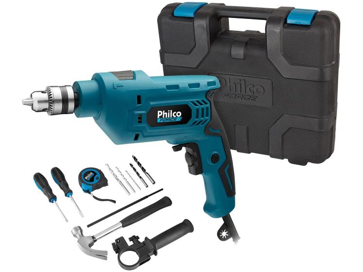 Furadeira de Impacto Philco Force 650W - 5 Velocidades 3/8” com Maleta 11 Peças PFU01MF Imagem de Furadeira de Impacto Philco Force 650W