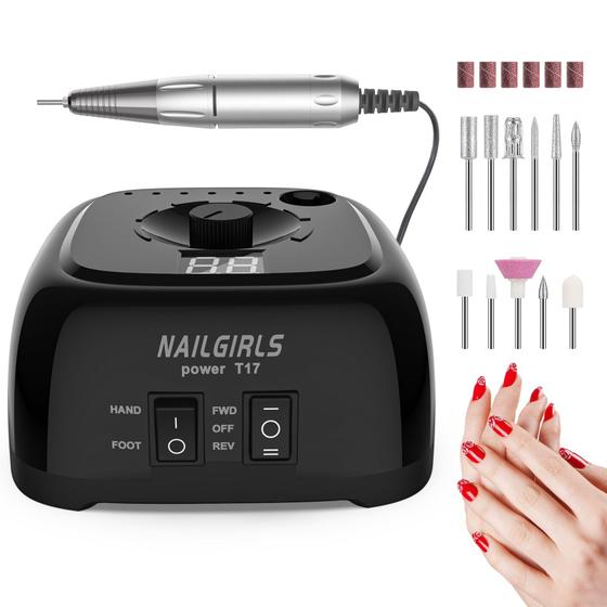 Imagem de Furadeira de pregos elétrica NAILGIRLS 35000RPM com display de velocidade preto