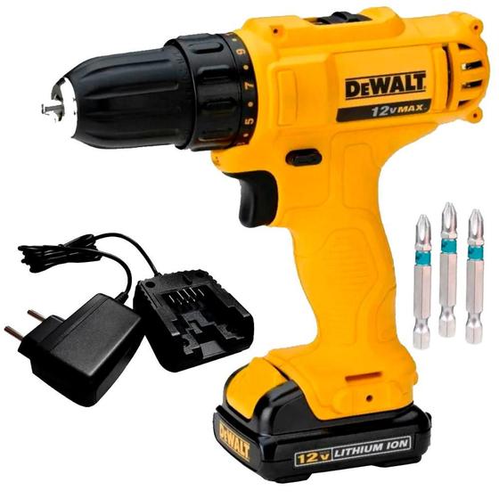 Imagem de Furadeira e Parafusadeira à Bateria 12V 3/8 POL DCD700LC1 DEWALT + Kit Bits