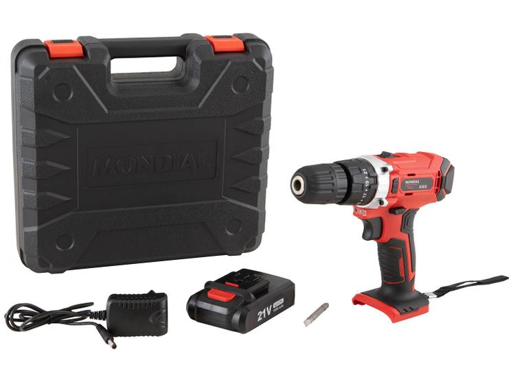 Imagem de Furadeira e Parafusadeira de Impacto Mondial a Bateria 21V com Maleta Power Tools PF-09M