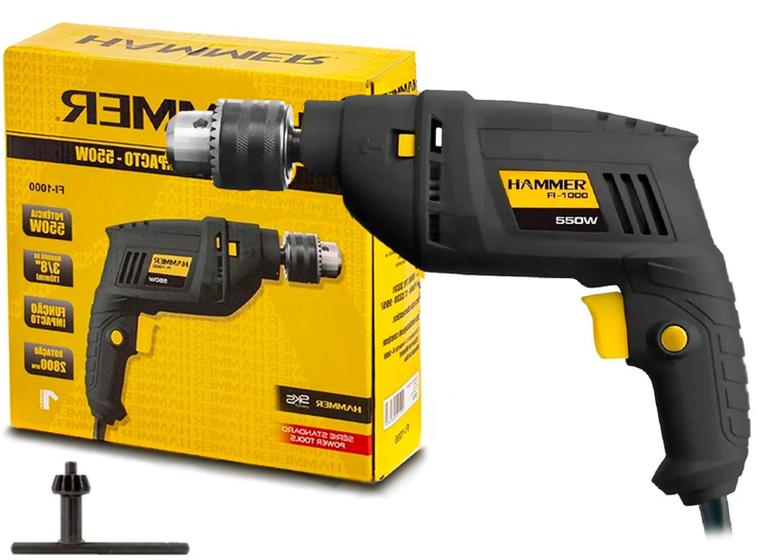 Imagem de Furadeira Elétrica De Impacto Hammer Fi-1000 2800rpm 550w Preto/amarelo 127v