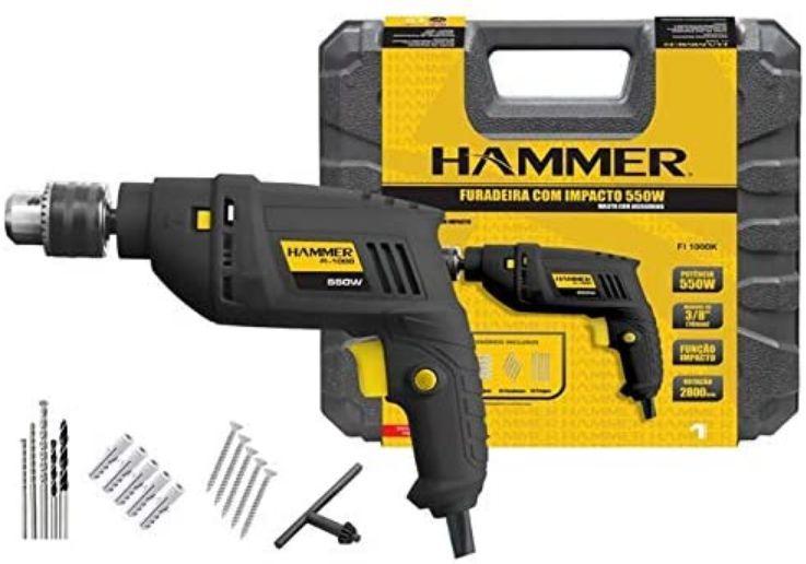 Furadeira Impacto Hammer com maleta 10mm 3/8 500W 110V Menor preço em Furadeira Impacto Hammer com maleta 10mm 3/8 500W 110V