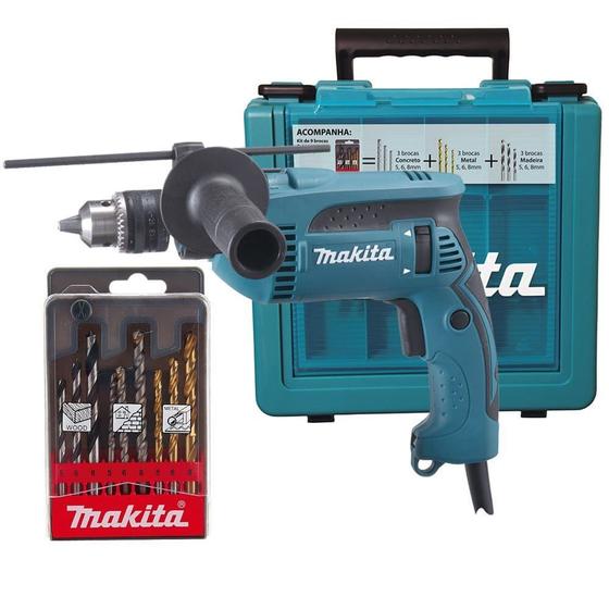 Imagem de Furadeira Impacto Makita 760W HP1640 Com Maleta e Kit Brocas de Brinde