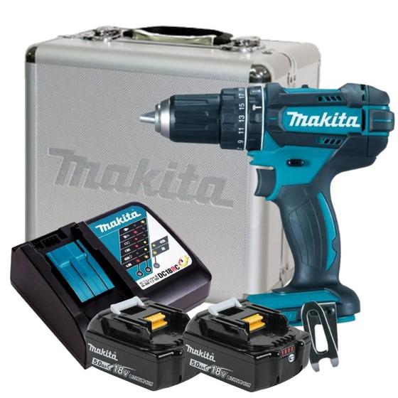 Imagem de Furadeira Parafusadeira 2 Baterias 18v 5ah Dhp482 Makita Carreg Rap e Maleta