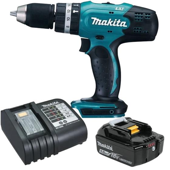 Imagem de Furadeira Parafusadeira de Impacto A Bateria 18v 5ah Dhp453 Makita Bivolt