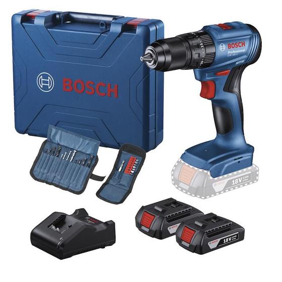 Imagem de Furadeira Parafusadeira Impacto 18V GSB 185-LI 2 Bat. 23 AC - Bosch 