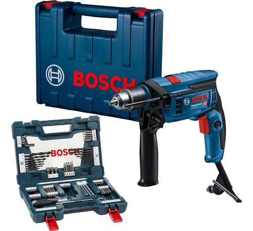 Imagem de Furadeira Parafusadeira Impacto Bosch Gsb 13 Re 750w Com Kit V Line 91 Peças 110v