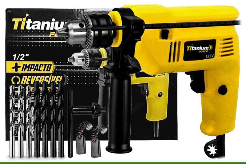 Furadeira Parafusadeira Impacto Martelete 1/2 500w Com Kit 7 Brocas Menor preço em Furadeira Parafusadeira Impacto Martelete 1/2 500w Com Kit 7 Brocas