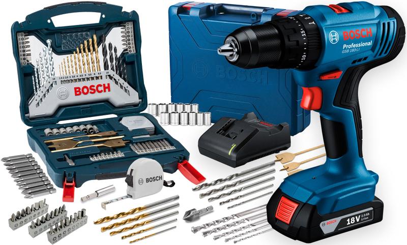 Furadeira Parafusadeira Impacto Sem Fio 18v + Kit 70 Peças Bosch Menor preço em Furadeira Parafusadeira Impacto Sem Fio 18v + Kit 70 Peças Bosch
