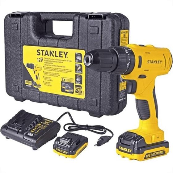 Imagem de Furadeira Parafusadeira Stanley Impacto 3/8'' 12V 2Baterias 1.5Ah Com Maleta Sch121S2K-Br