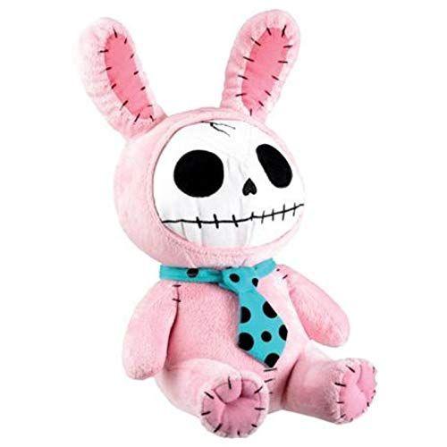 Imagem de Furrybones Pink Bunny - Boneca de Pelúcia com Gravata Azul de Bolinhas