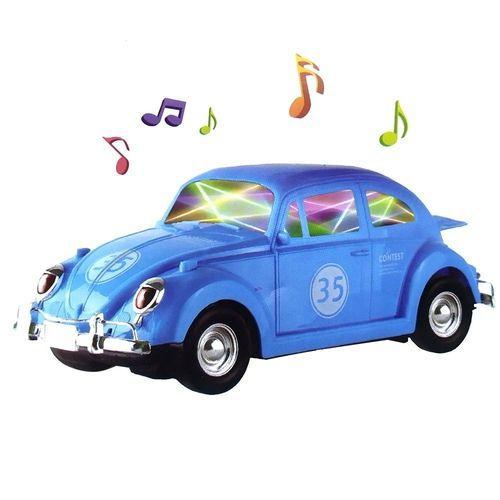 Imagem de Fusca de Brinquedo que Gira Bate e Volta e Toca Música Animada Azul