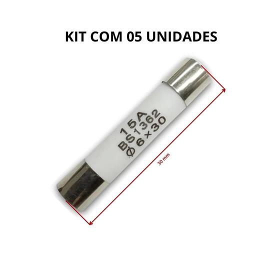 FUSÍVEL CERÂMICO MICROONDAS-Kit com 05 peças-15A -6x30-250v Menor preço em FUSÍVEL CERÂMICO MICROONDAS-Kit com 05 peças-15A -6x30-250v
