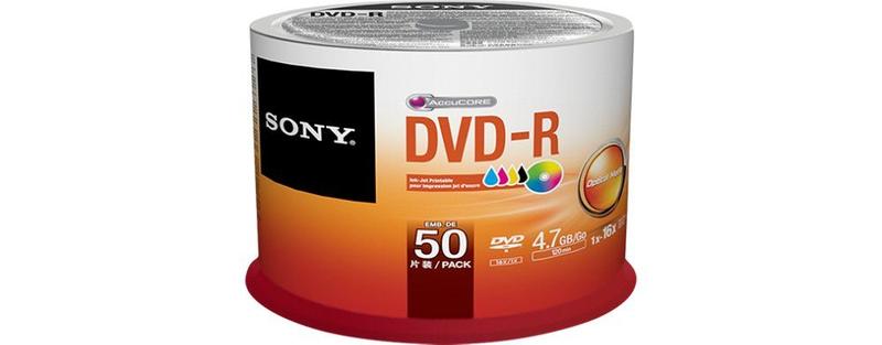 Imagem de Fuso imprimível a jato de tinta DVD-R Sony 50DMR47PP, pacote com 50 unidades