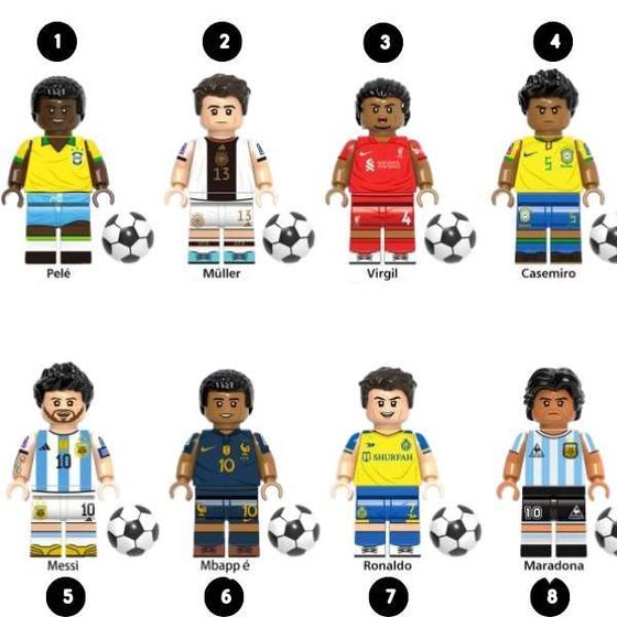 Imagem de Futebol Brinquedo Copa Mundo Blocos Letsgo Kit 8 Bonecos Pl