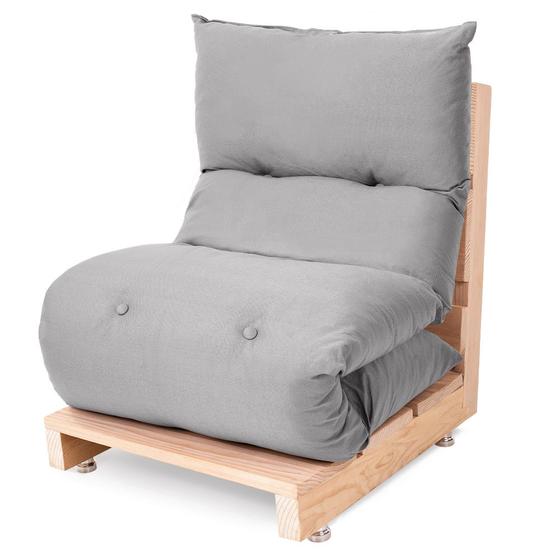 Imagem de Futon de Espuma Almofada Dobrável Solteiro Cinza Claro 170x60cm - BF Colchões