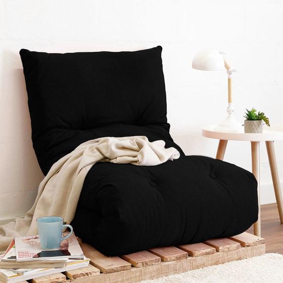 Futon Dobrável de Espuma Solteiro Preto - Emcompre Menor preço em Futon Dobrável de Espuma Solteiro Preto - Emcompre