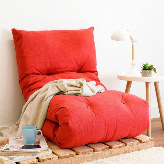 Futon Dobrável de Espuma Solteiro Vermelho - Emcompre Menor preço em Futon Dobrável de Espuma Solteiro Vermelho - Emcompre
