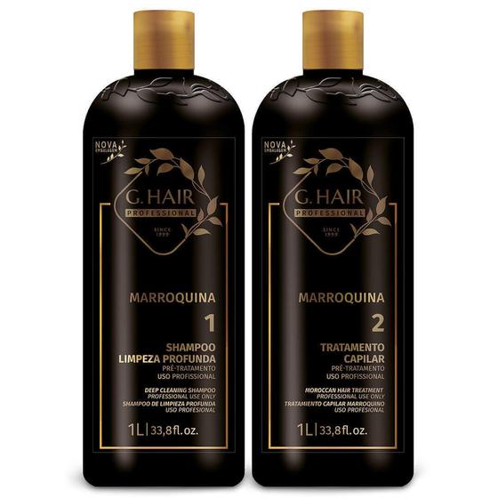 Imagem de G.Hair Escova Progressiva Marroquina 2 Kits de (2 x 1 Litro)