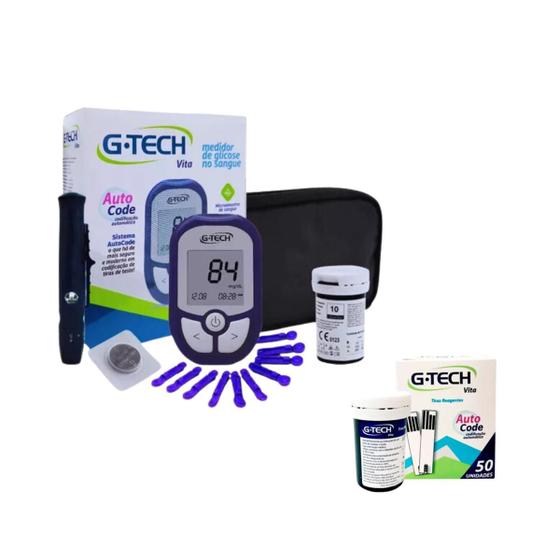 G-tech Vita Aparelho Para Medir Diabetes +50 TIRAS - g tech - Medidor ...