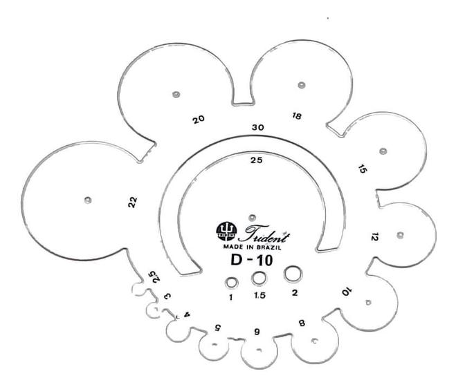 Gabarito Desenho Trident De Raios Ou Arcos D-10 - Gabarito para Desenho ...