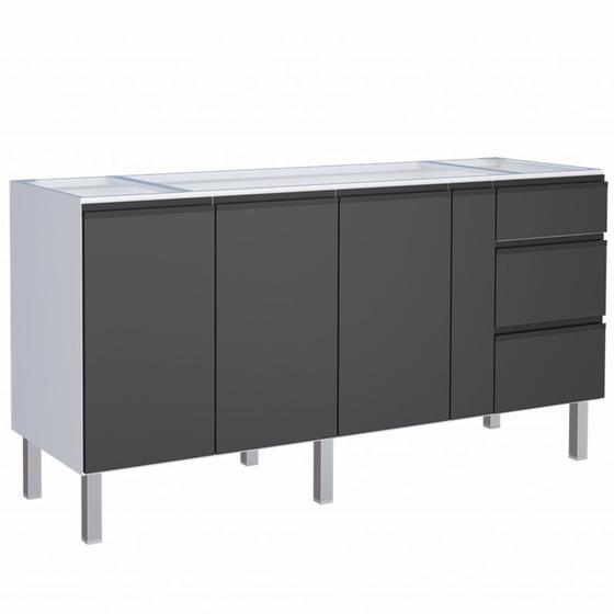 Gabinete Aço Pia 1,80 Gaia Flat Cozinha Preto Cozimax - Gabinete de ...