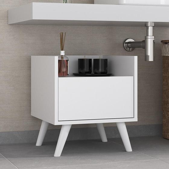 Gabinete Armário Banheiro 40 cm com Pés Retrô Multimóveis MP5037 Branco Menor preço em Gabinete Armário Banheiro 40 cm com Pés Retrô Multimóveis MP5037 Branco