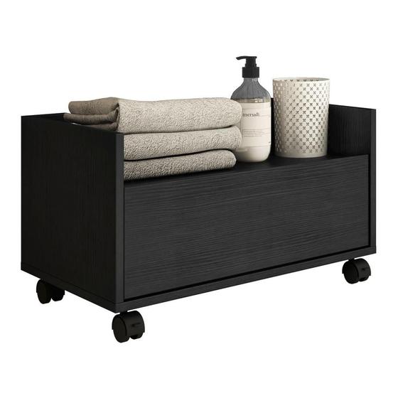 Gabinete Armário Banheiro 80 cm c/ Rodízios Multimóveis Preto Menor preço em Gabinete Armário Banheiro 80 cm c/ Rodízios Multimóveis Preto