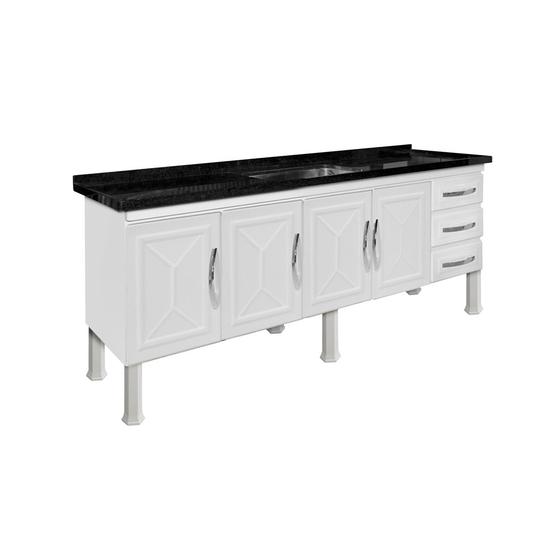 Gabinete armario de cozinha aço p/pia 1.80 desm. ellos branco - marroart Menor preço em Gabinete armario de cozinha aço p/pia 1.80 desm. ellos branco - marroart