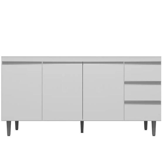 Imagem de Gabinete Balcão Tiffany 1.50m 3 Portas 3 Gavetas C/ Tampo Cozinha Branco - Bela Móveis