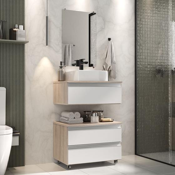 Gabinete banheiro creta 60cm com cuba sobrepor e espelho madeirado/branco é ruim? Gabinete banheiro creta 60cm com cuba sobrepor e espelho madeirado/branco é boa?
