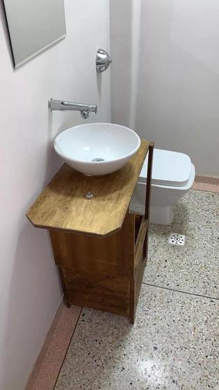 Imagem de Gabinete Banheiro/ Lavabo Rústico Madeira Maciça