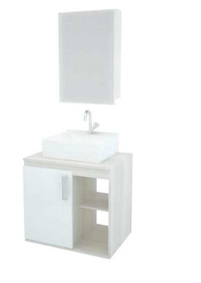 Gabinete Banheiro Modena Kit Completo em MDP Macadâmia 60cm - Primolar ...