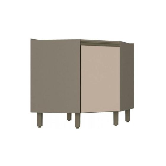 Imagem de Gabinete de Cozinha Modulado Balcão Canto Oblíquo Connect 1 Porta s/ Tampo Duna/Cristal - Henn