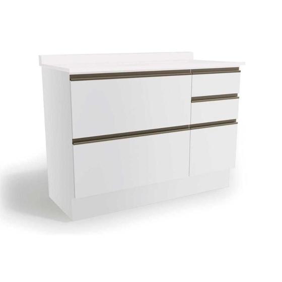 Imagem de Gabinete de Cozinha Modulado Balcão Maxxi G746 4 Gavetas e 1 Porta c/Tampo 120cm Branco/Branco - Kappesberg