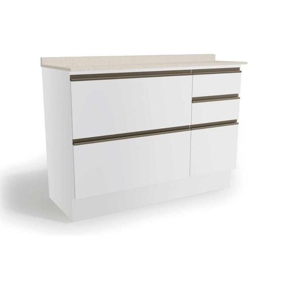 Imagem de Gabinete de Cozinha Modulado Balcão Maxxi G746 4 Gavetas e 1 Porta c/Tampo 120cm Branco/Orion - Kappesberg