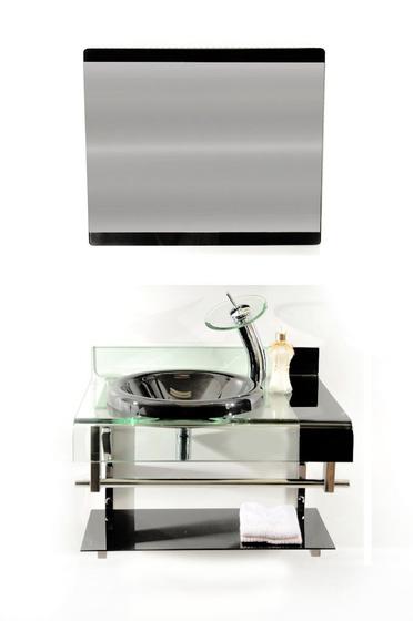 Imagem de Gabinete de vidro 60cm curvado duplo inox com cuba chapéu -  grafite