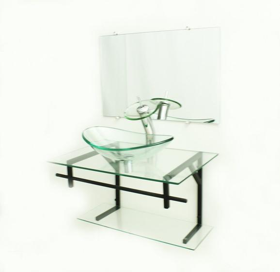 Imagem de Gabinete de vidro 70cm ap com cuba oval - incolor