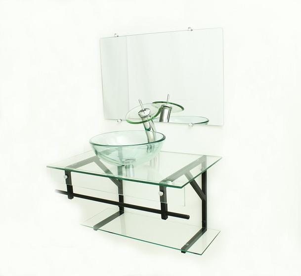 Imagem de Gabinete de vidro 70cm apx com cuba redonda - incolor