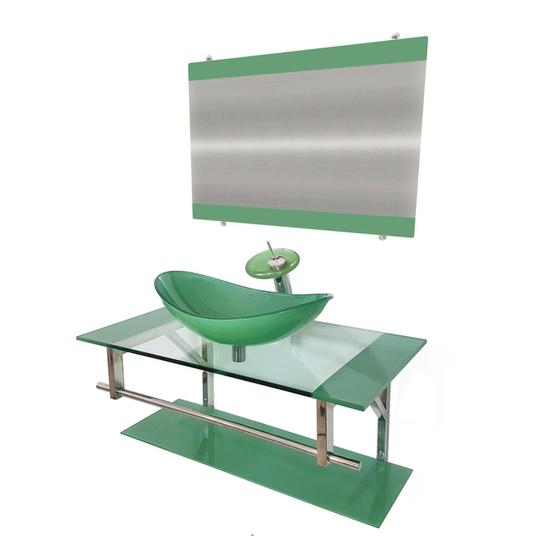 Imagem de Gabinete de Vidro 90cm Inox com Cuba Oval Verde